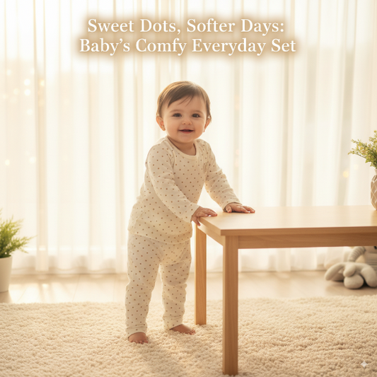 White Baby Shirt & Trousers with Pet Paw Dot Print – Organic Cotton Art number CM0020-05