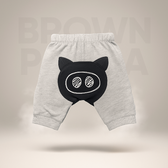 Grey Baby Shorts with Bear Patch Soft Cotton Art Number CM0039