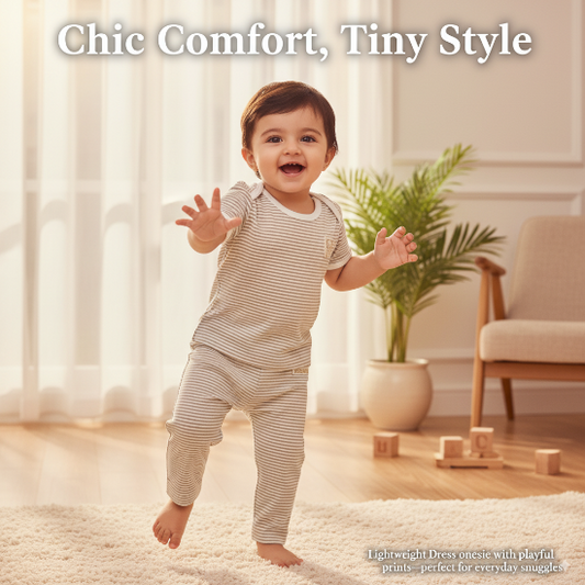 Skin Brown Striped Shirt & Trousers Set – Organic Cotton Art number CM0006-9