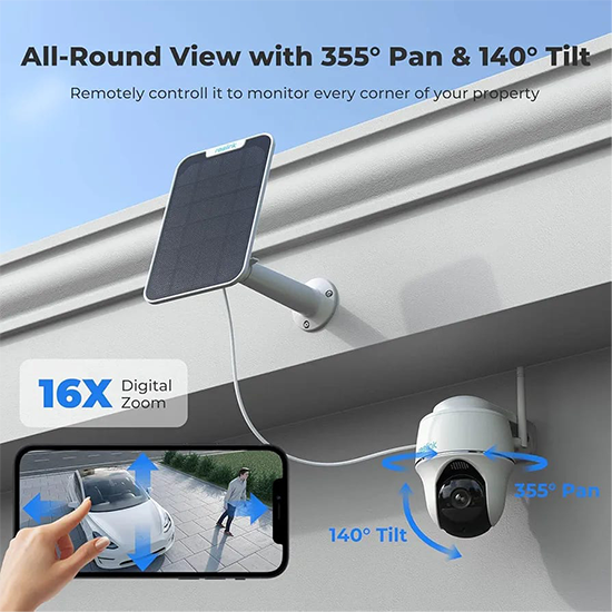 Reolink argus pt with solar panel 1080p with 2 way audio with box and accessories COLOUR FADE
