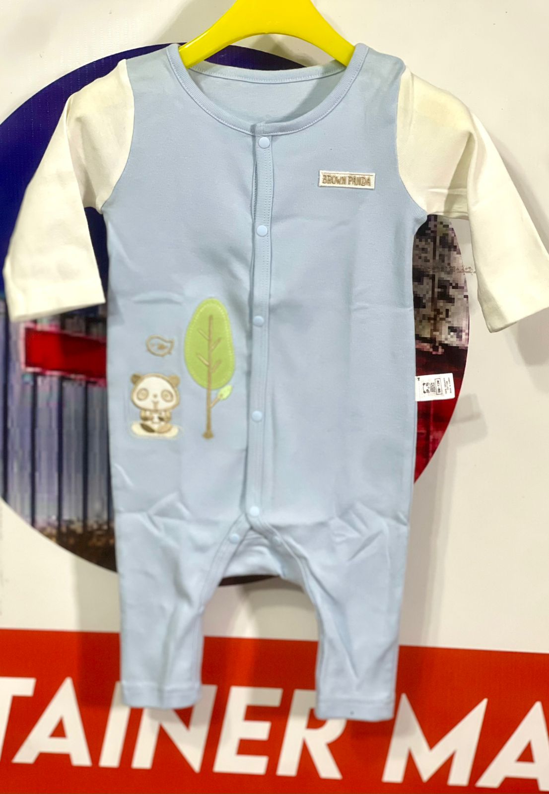 Adorable Full-Sleeve Baby Boy Romper (Brown Panda) Original Art number CM0017