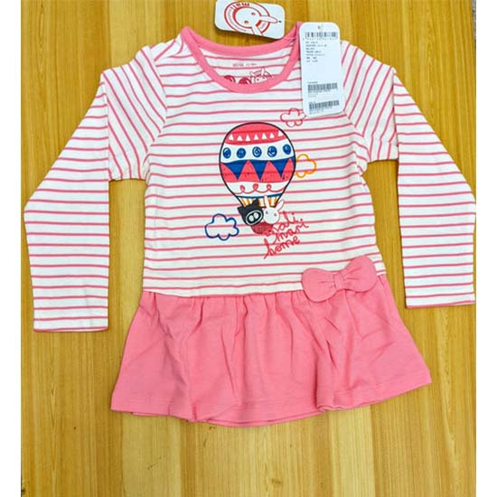 Pink Striped Baby Shirt – Full Frock Style Organic Cotton Art No. CM0041