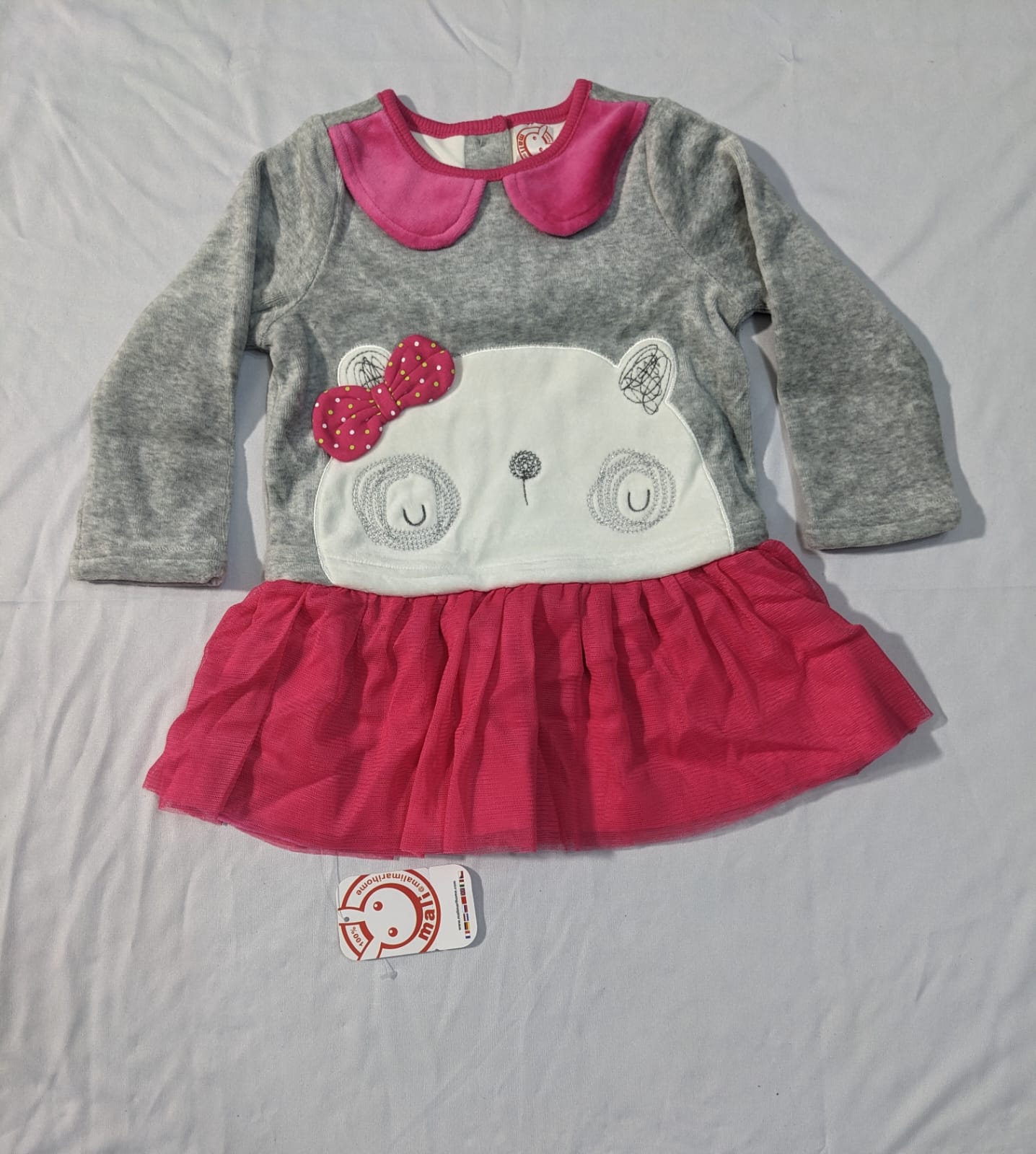 Double cotton Full sleeves cute panda frock CM0057
