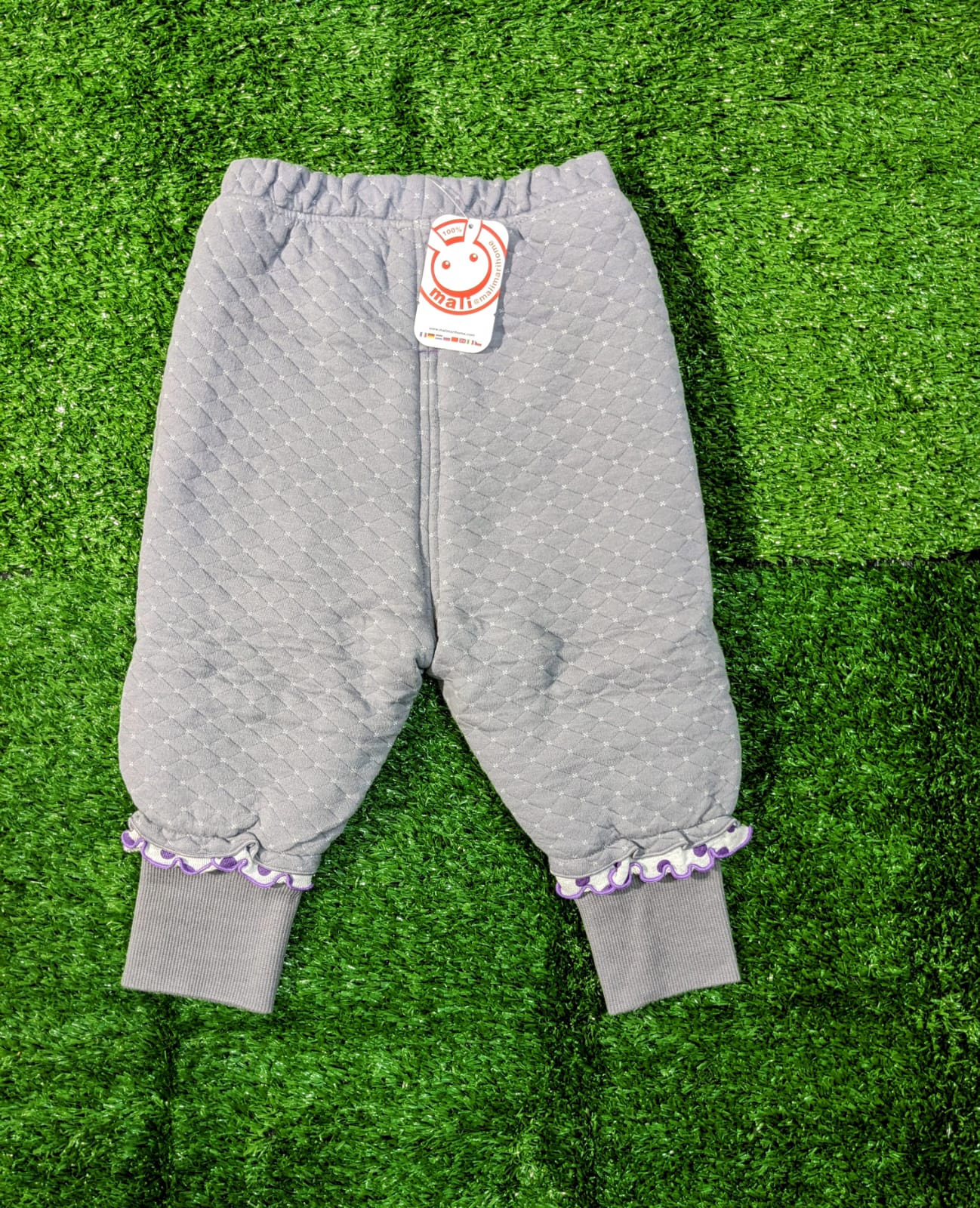 Double cotton with polyester filling grey trouser white dots CM0068