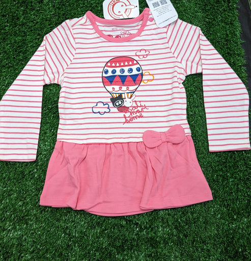 Pink Striped Baby Shirt – Full Frock Style Organic Cotton Art No. CM0041