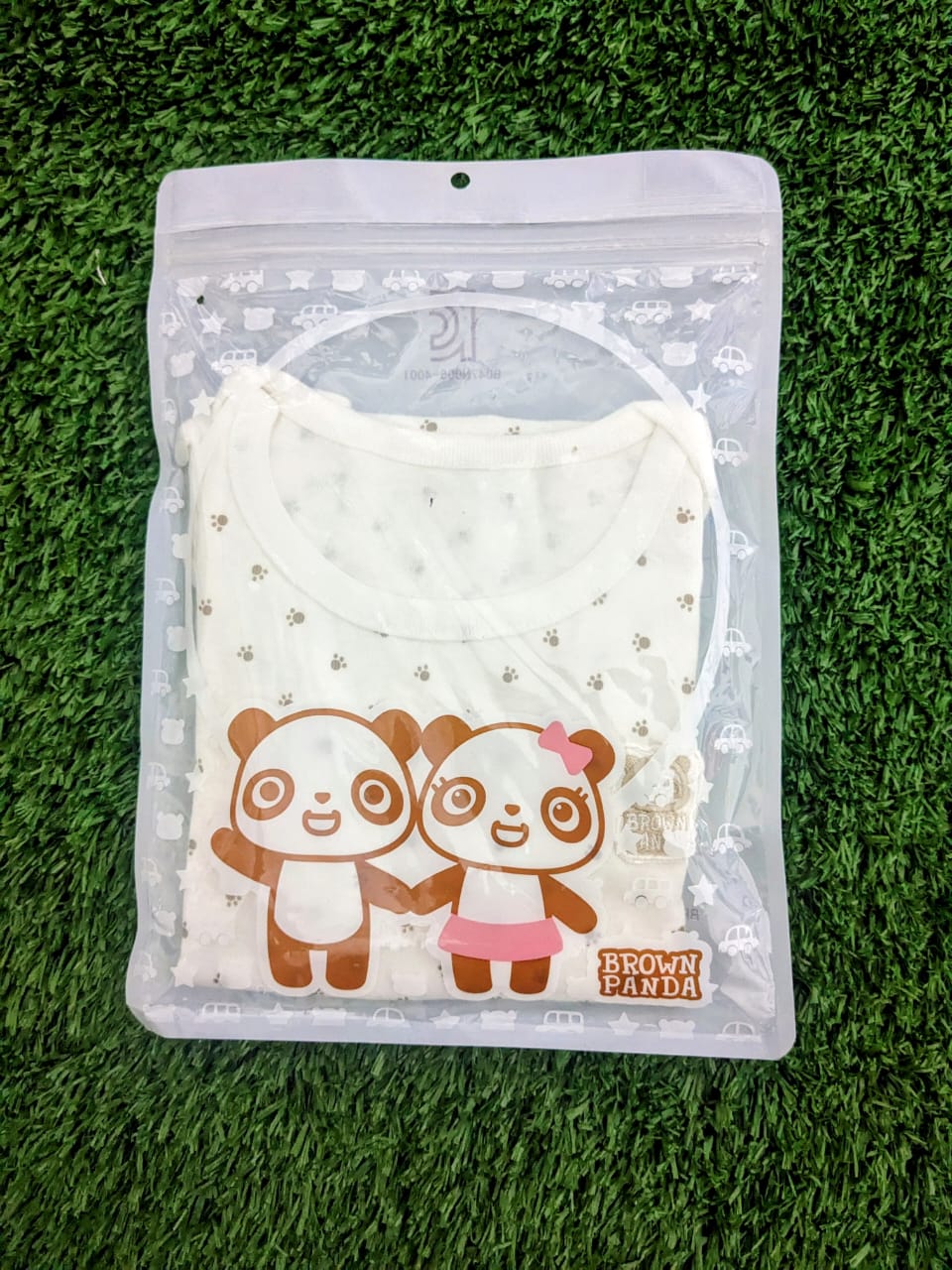 Adorable Full-Sleeve Half bottom Baby Boy Romper (Brown Panda) Original