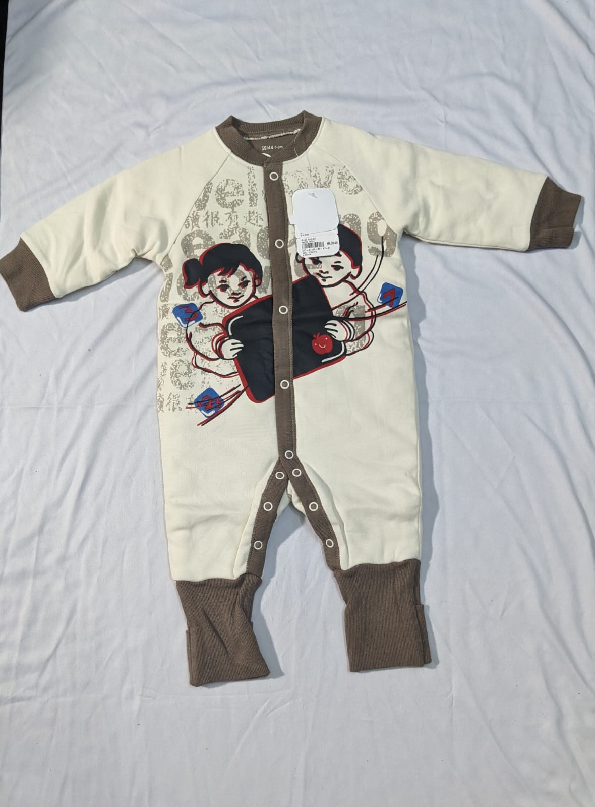 Double cotton with polyester filling Full romper White twins cartoon CM0072