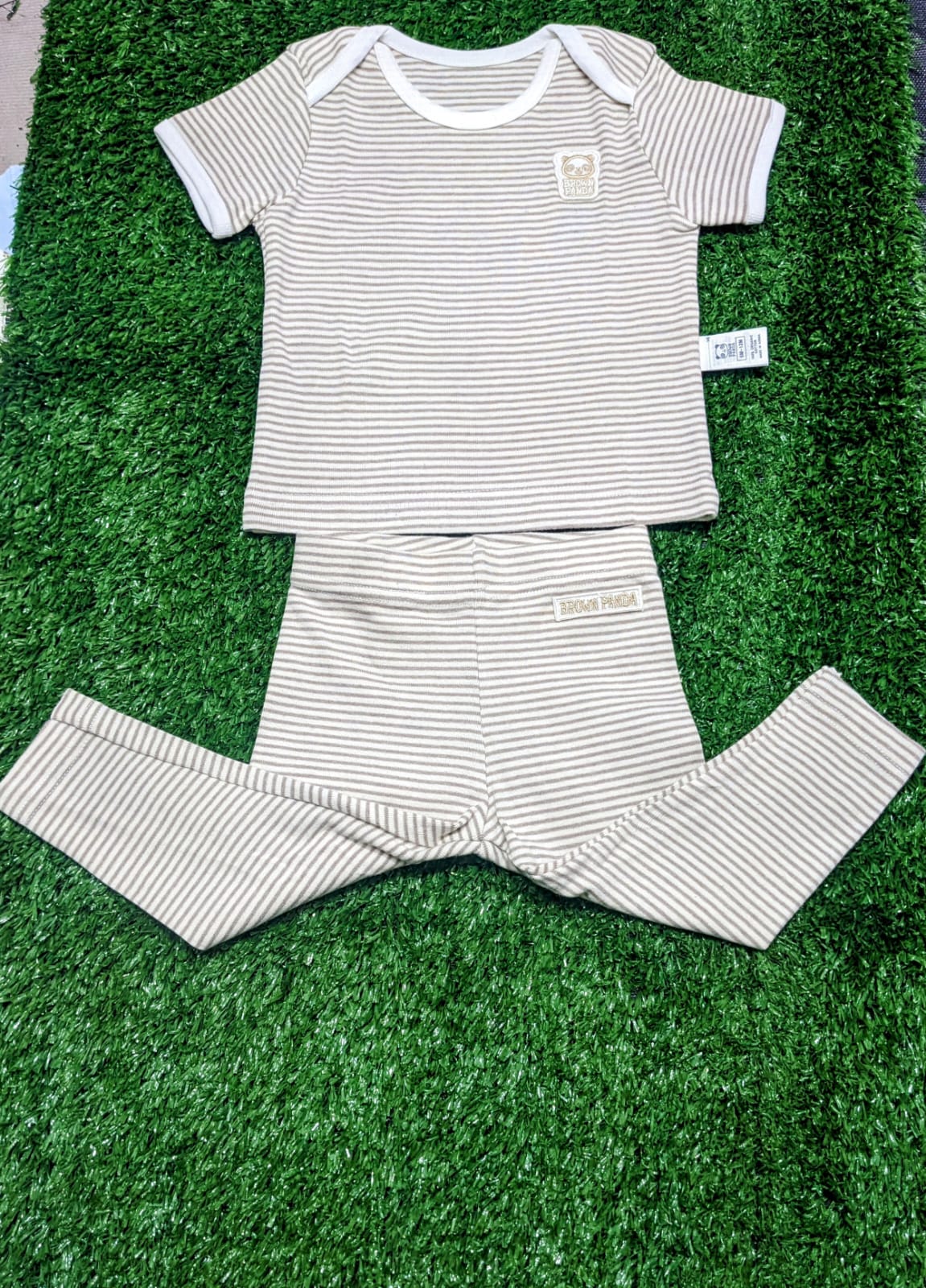 Skin Brown Striped Shirt & Trousers Set – Organic Cotton Art number CM0006-9