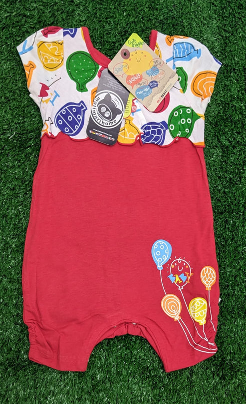 Red Baby Girl Romper Half Sleeves Organic Cotton Art No. CM0046