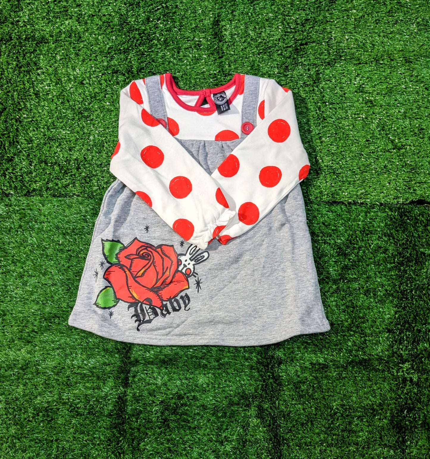 Double cotton Full sleeves grey shirt red dots CM0091