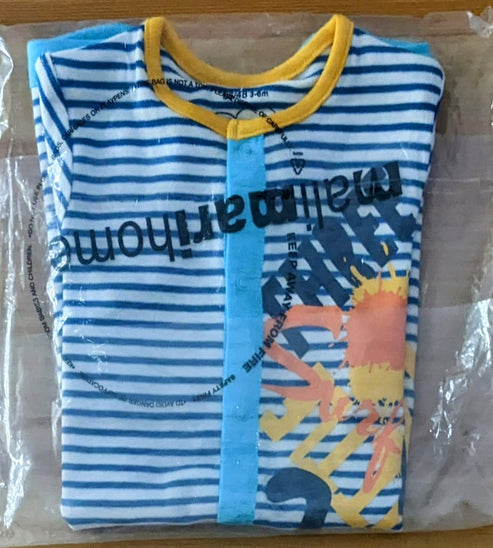 Blue Striped Baby Romper – Half Sleeves Organic Cotton Art Number CM0037