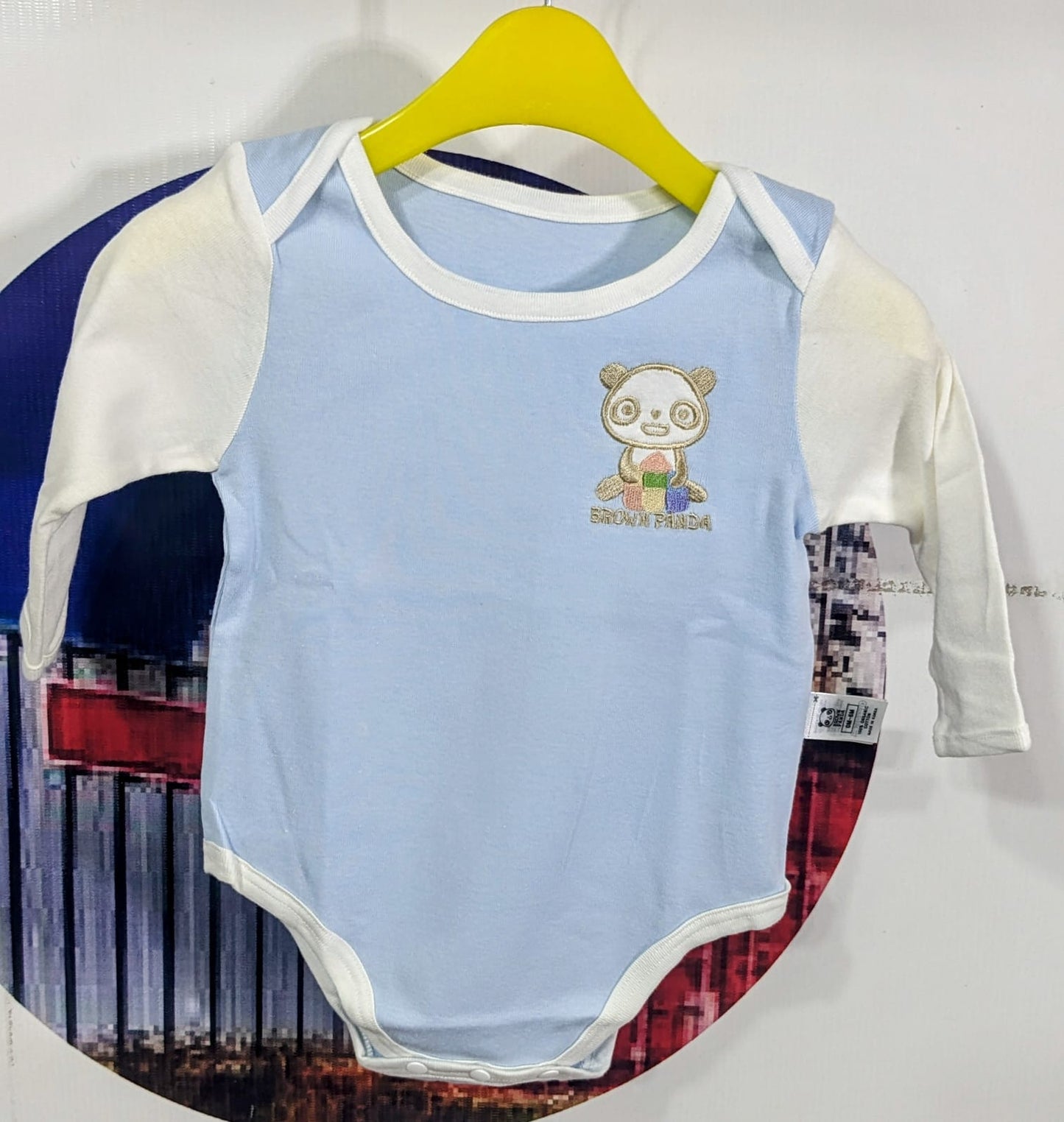 Sky Blue Baby Romper with White Collar & full Sleeves – Organic Cotton Art number CM0011