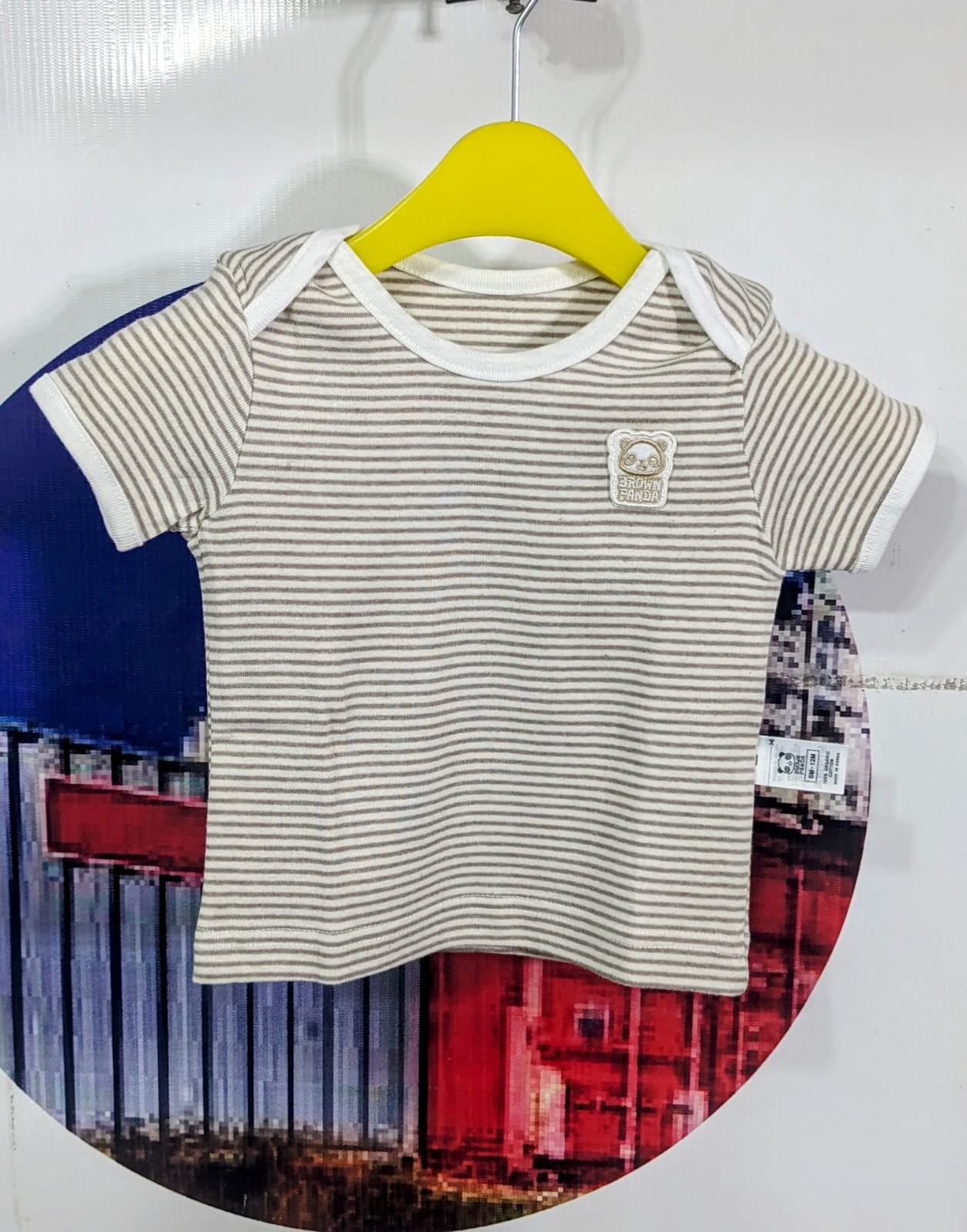 Skin Brown Striped Baby Shirt – Organic Cotton Art number CM0009