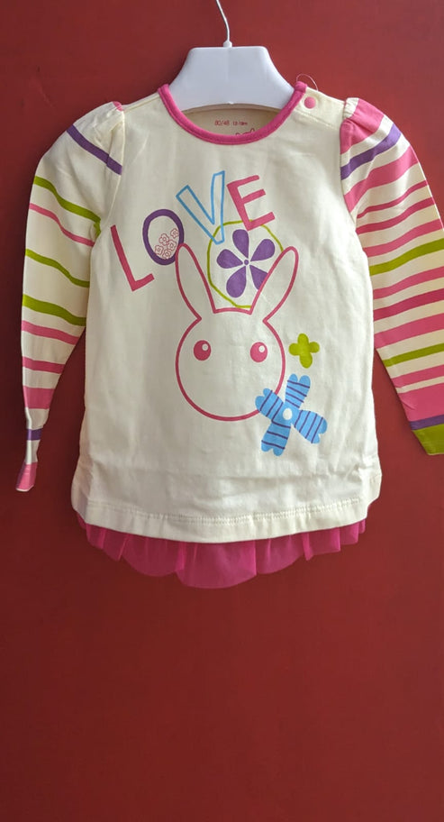 Skin-Colored Frock Style Baby Shirt with "Love" Design Organic Cotton Art No. CM0043