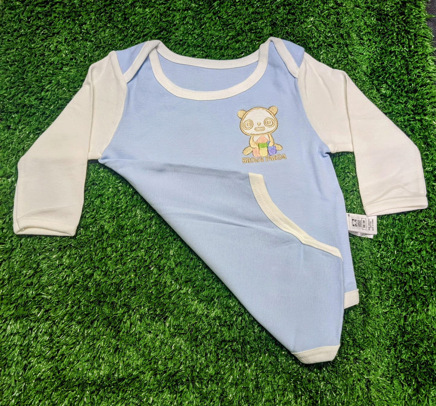 Sky Blue Baby Romper with White Collar & full Sleeves – Organic Cotton Art number CM0011
