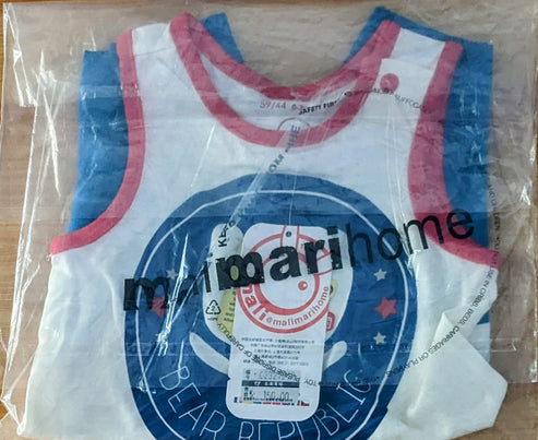 White & Blue Sleeveless Baby Romper Organic Cotton Art No. CM0044