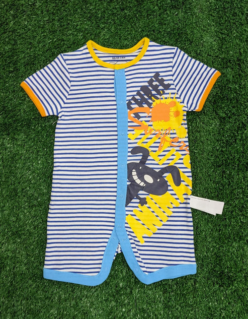 Blue Striped Baby Romper – Half Sleeves Organic Cotton Art Number CM0037