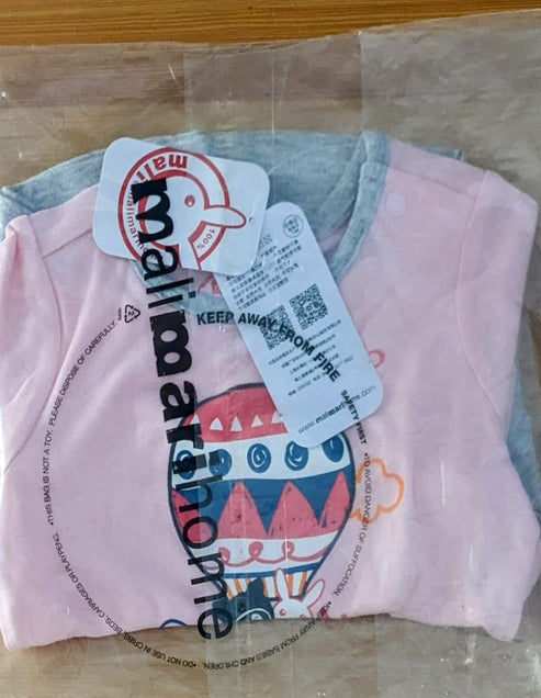 Pink & Grey Baby Shirt – Full Frock Style Organic Cotton Art No. CM0042