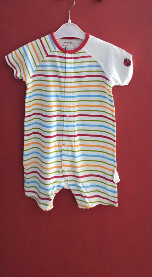 Colorful Striped Baby Romper – Half Sleeves & Legs Organic Cotton Art No. CM0021