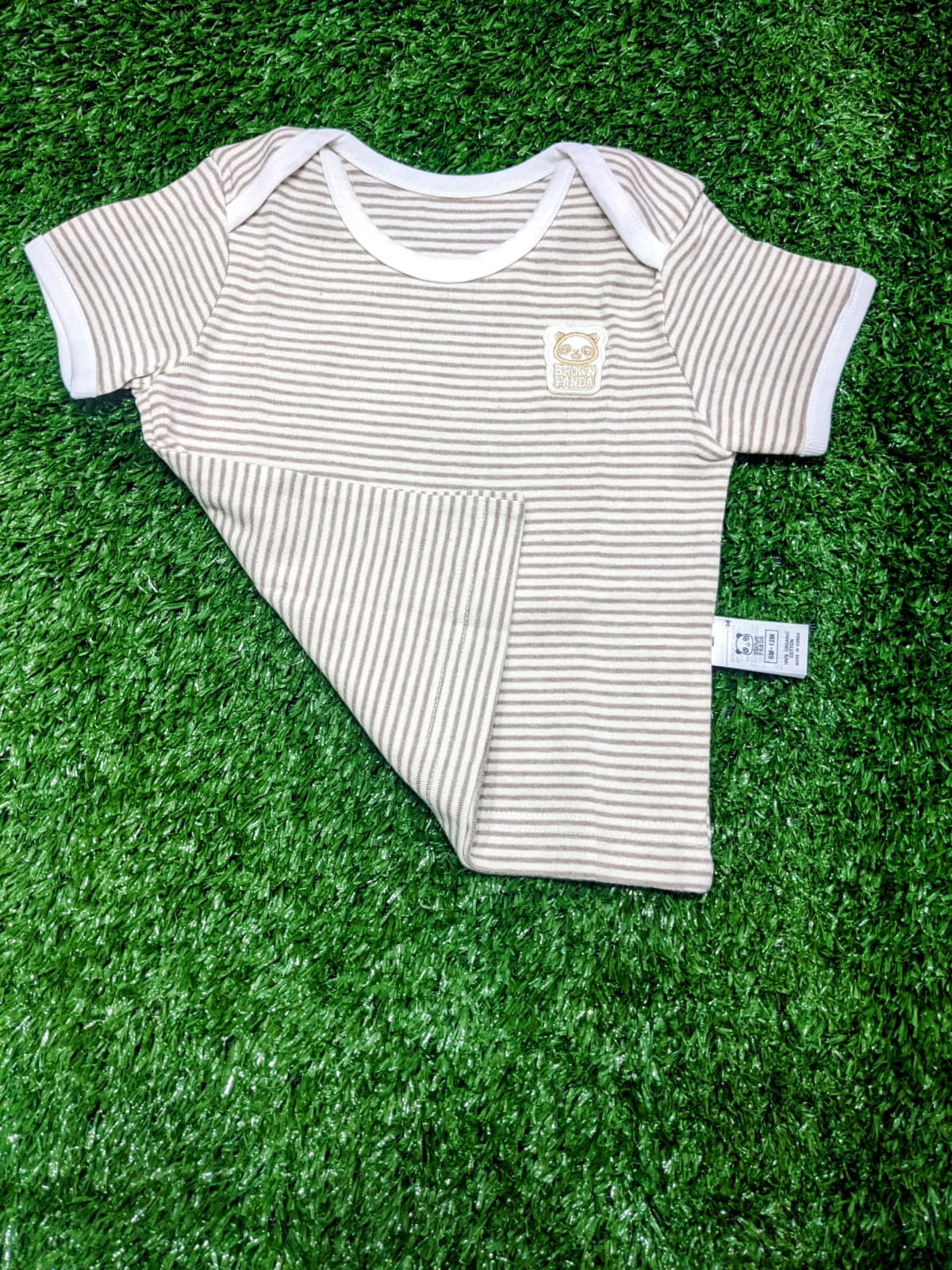 Skin Brown Striped Baby Shirt – Organic Cotton Art number CM0009