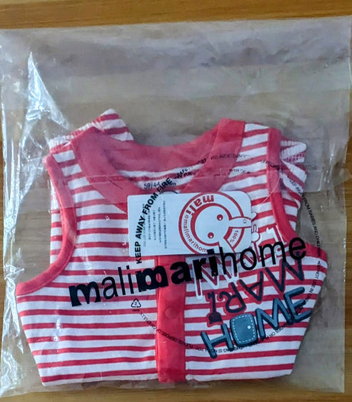 Red Striped Sleeveless Baby Romper Organic Cotton Art Number CM0034