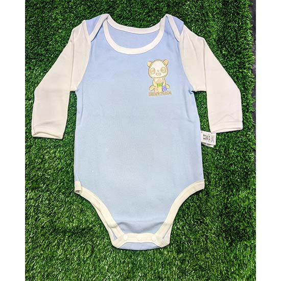 Sky Blue Baby Romper with White Collar & full Sleeves – Organic Cotton Art number CM0011