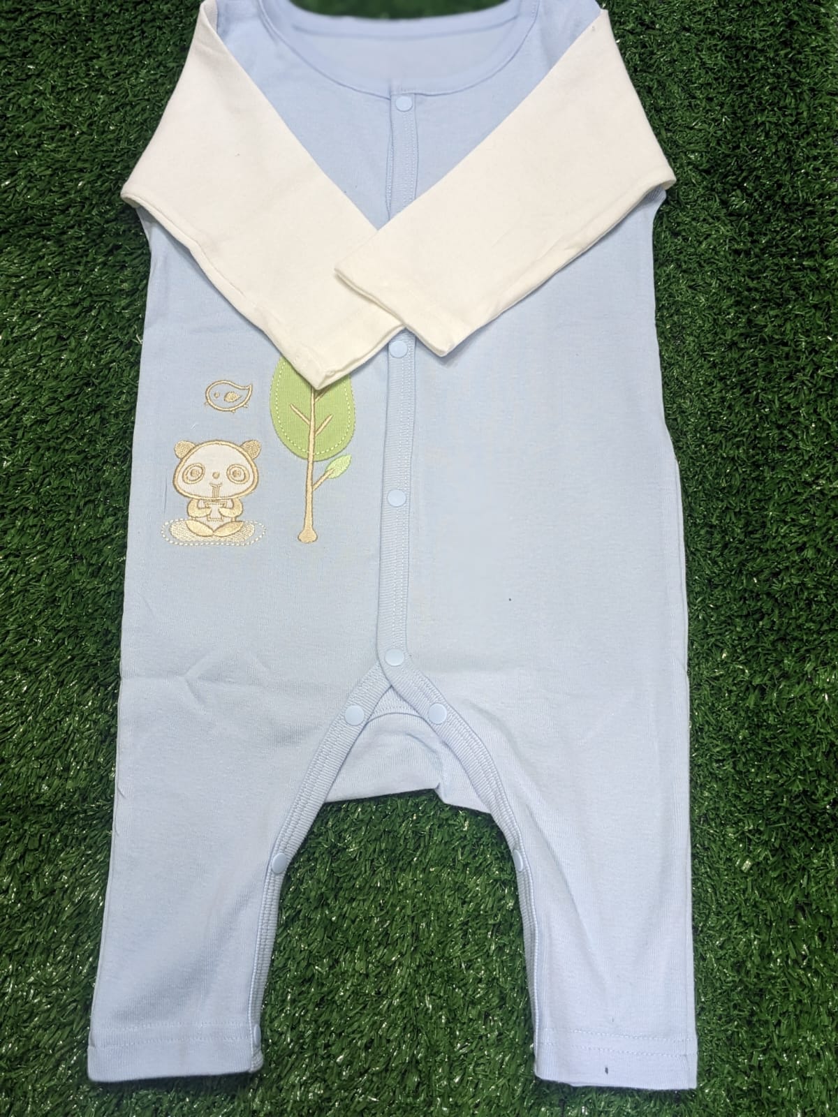 Adorable Full-Sleeve Baby Boy Romper (Brown Panda) Original Art number CM0017