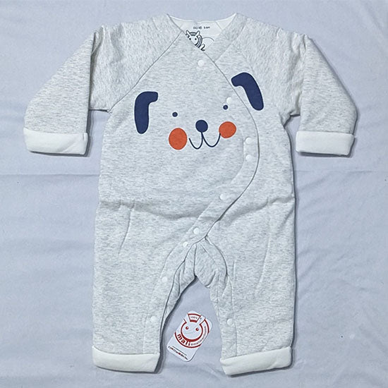 DOUBLE COTTON WITH POLYESTER FILLING GREY FULL SLEEVES FULL BODY BABY ROMPER CM0219