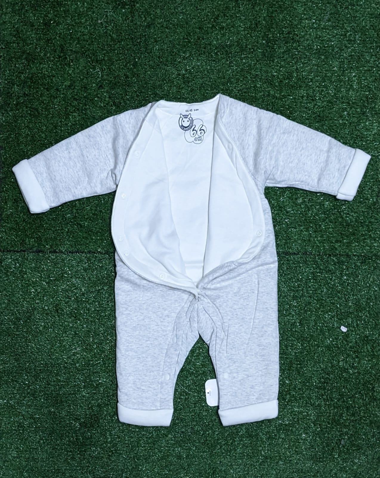 DOUBLE COTTON WITH POLYESTER FILLING GREY FULL SLEEVES FULL BODY BABY ROMPER CM0219