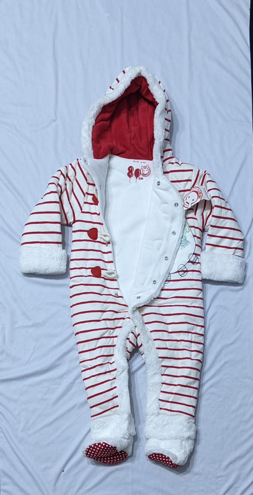 FULL SLEEVES DOUBLE COTTON RED LINING ROMPER/HOODIE CM0098