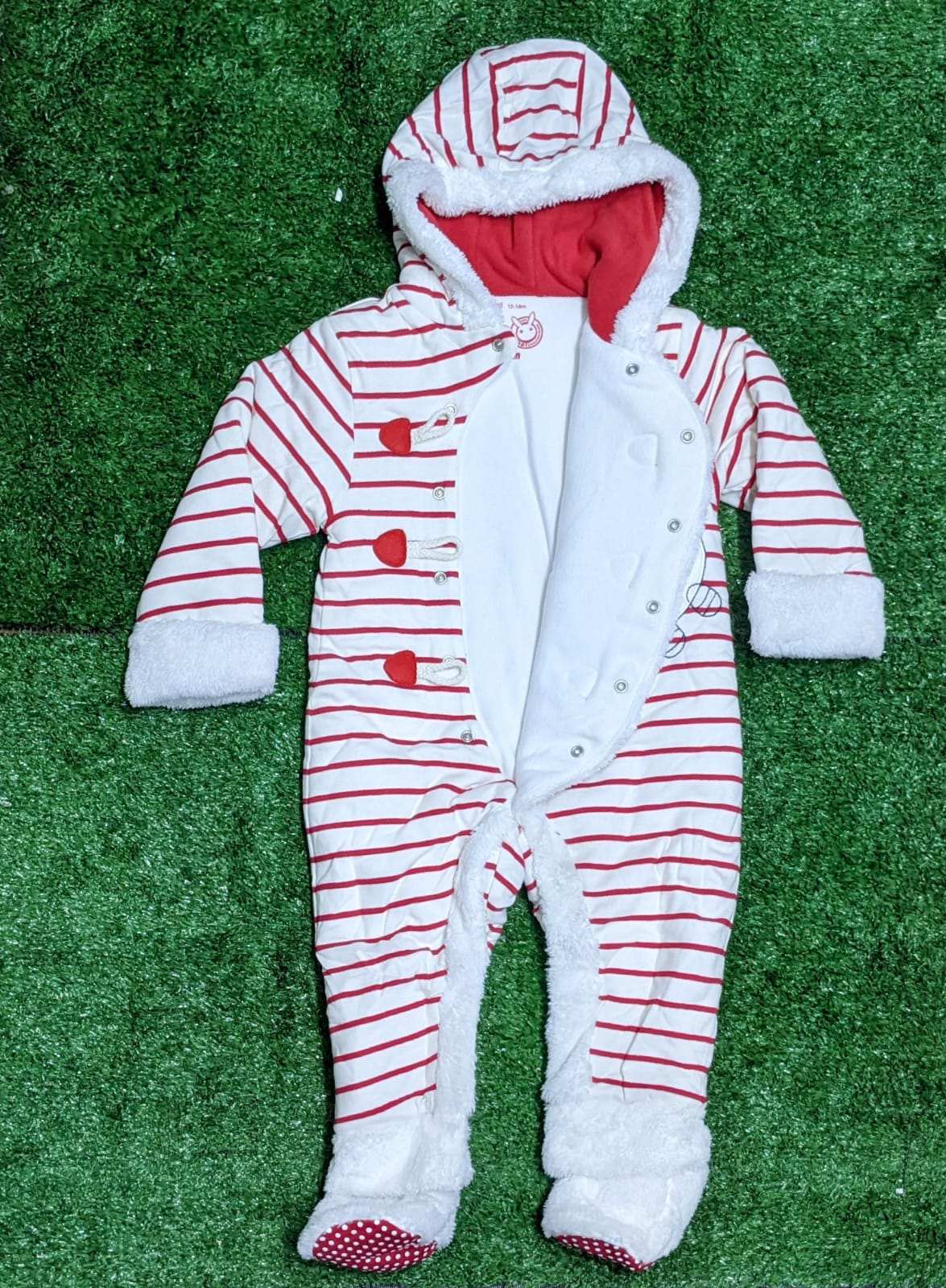 FULL SLEEVES DOUBLE COTTON RED LINING ROMPER/HOODIE CM0098
