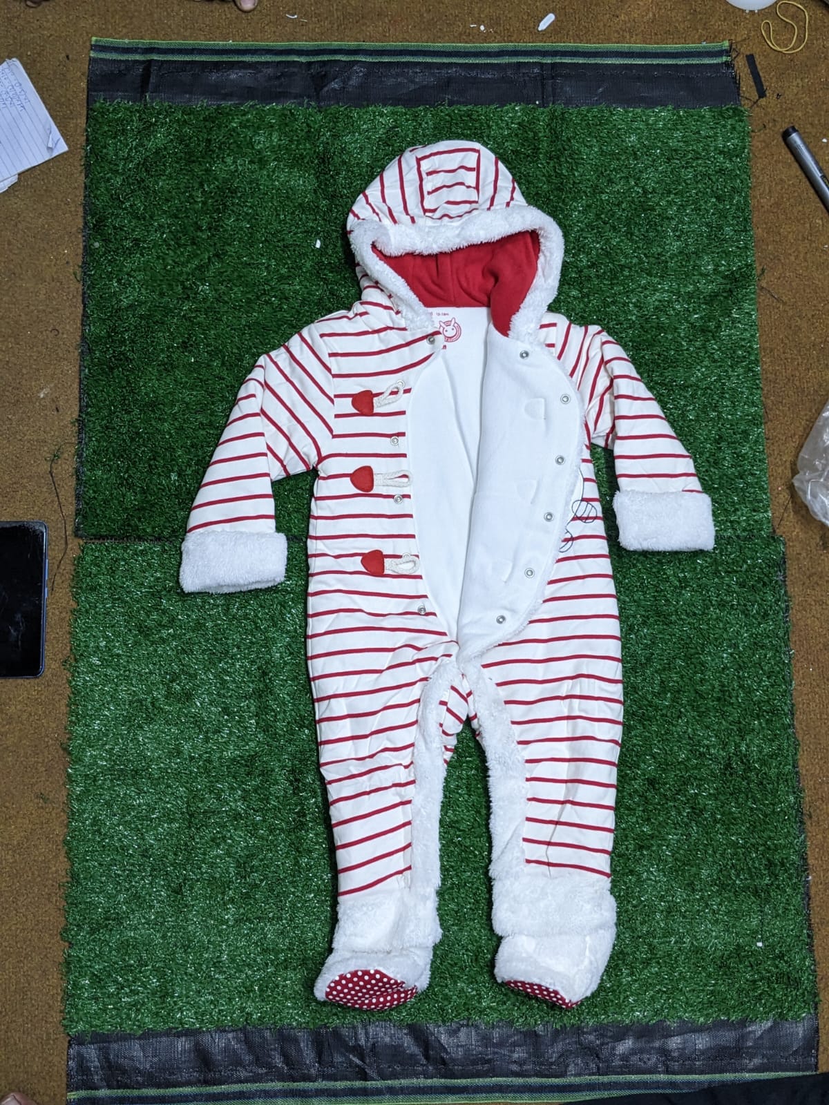 FULL SLEEVES DOUBLE COTTON RED LINING ROMPER/HOODIE CM0098