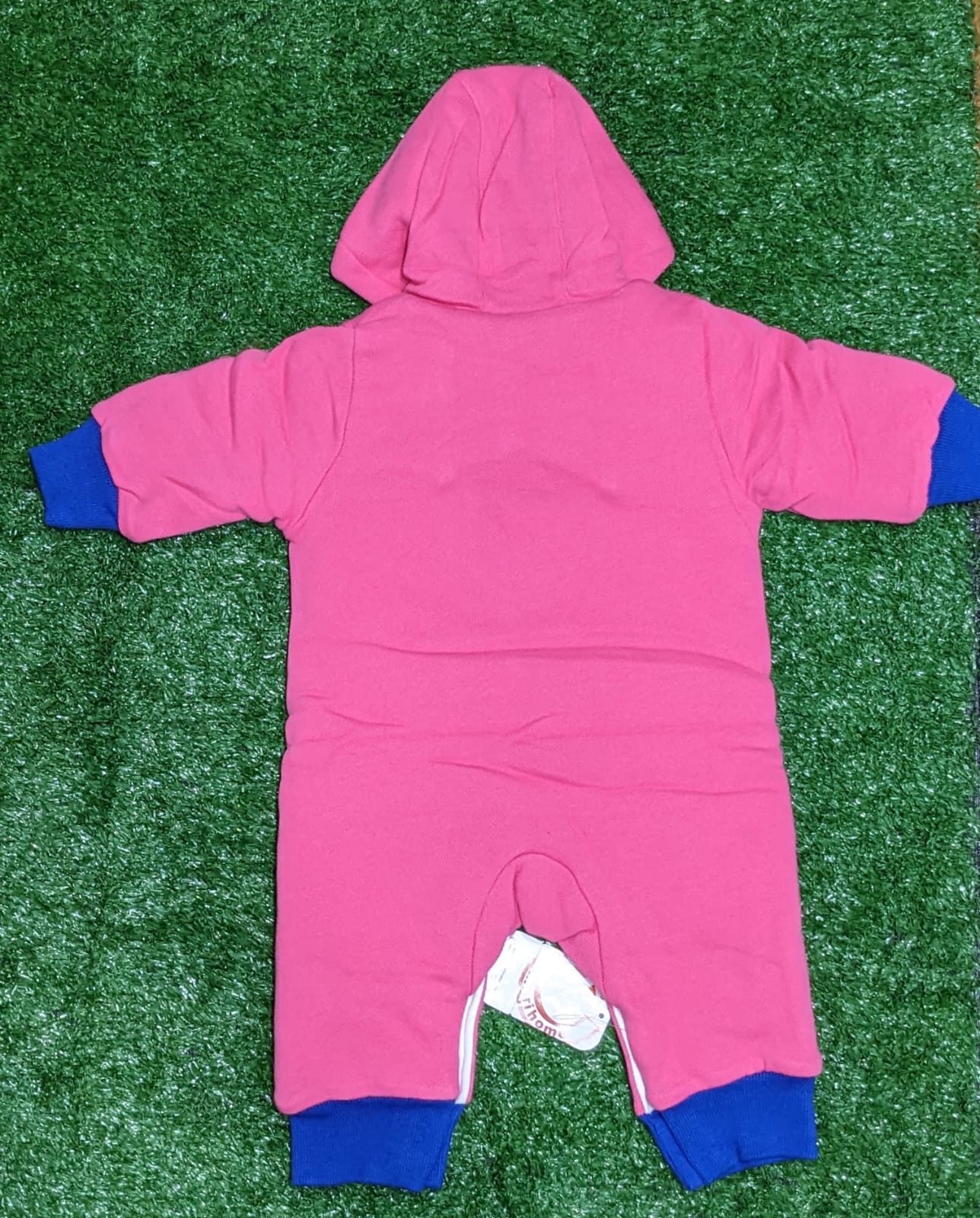 DOUBLE COTTON WITH POLYESTER FILLING PINK FULL ROMPER WITH HOODIE CM0158