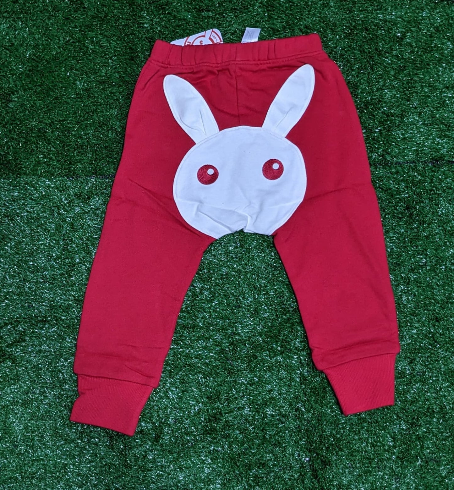 RED TROUSER RABBIT DESIGN ON FRONT BABY TROUSER CM0160
