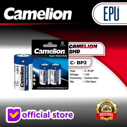 Camelion R14P 1.5v C size bettery 0%Mercury and cadmium Pack of 2 pcs