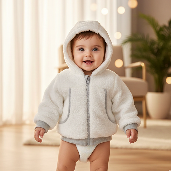 DOUBLE COTTON OUTTER FUR BABY HOODIE CM0218