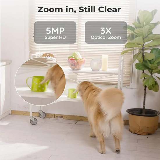 REOLINK E1 Zoom Indoor Security Camera 3X OPTICAL ZOOM, 2.4/5GHz Dual Band WiFi Camera, 5MP Plug-in Pet Camera Without box LOCAL CHARGER LOCAL STAND