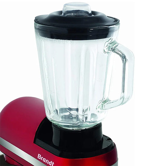 BRANDT - Compact Multifunctional Food Processor 650W - Fast with 6 Speed Levels, Pulse Function - Includes Whisk, Hook, Kneading Machine, Stirrer, Bowl Capacity 4L - Red FRENCH BRAND