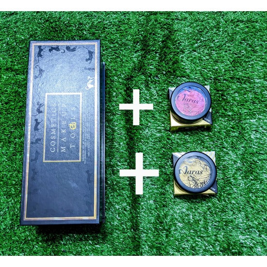 Kikocat Cosmetics makeup tool box 4-Piece Beauty Blender Set with 2 Eyeshadows (Pink & Gold)