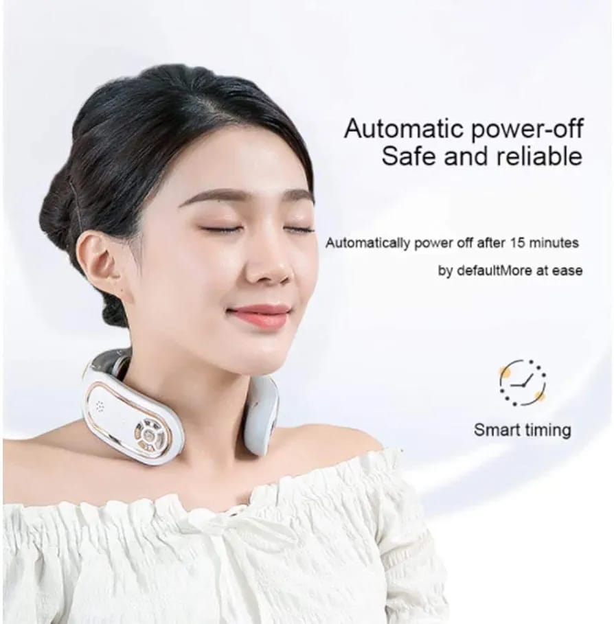 NCRD Intelligent Neck Massager with Heat Cordless, 4 Modes 15 Levels of Intensity Massage, Relieve Neck Muscle Pain, Smart Portable Electric Neck Massager for Pain Relief for Women Men Mom Dad Gifts