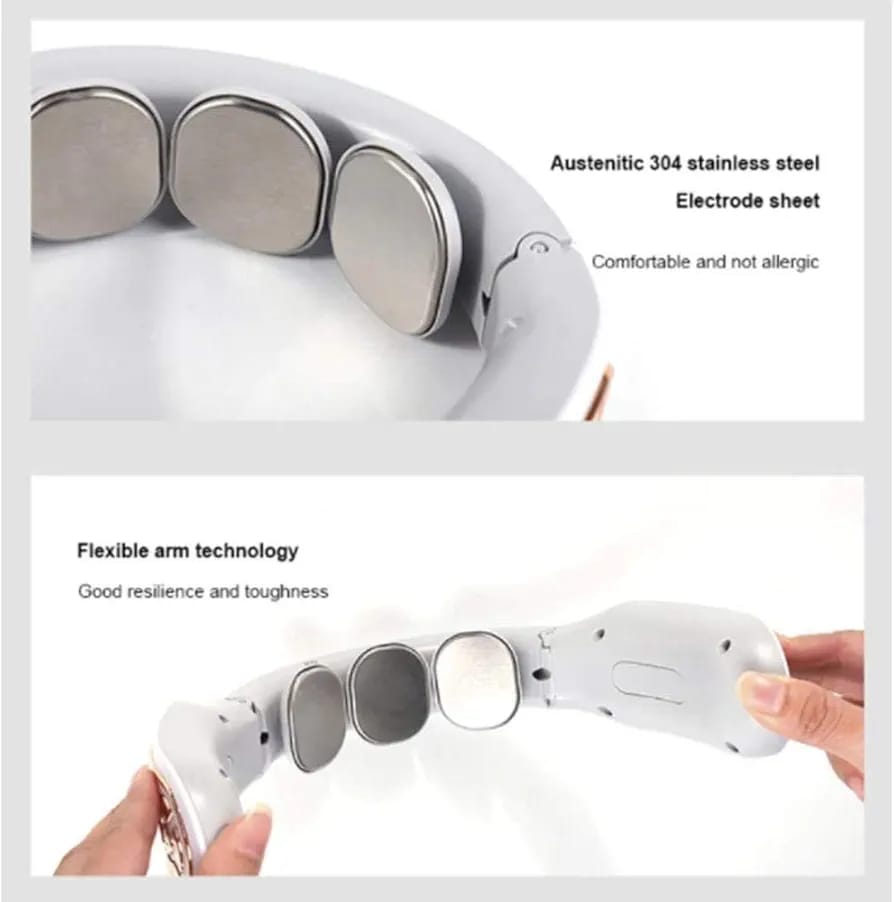 NCRD Intelligent Neck Massager with Heat Cordless, 4 Modes 15 Levels of Intensity Massage, Relieve Neck Muscle Pain, Smart Portable Electric Neck Massager for Pain Relief for Women Men Mom Dad Gifts