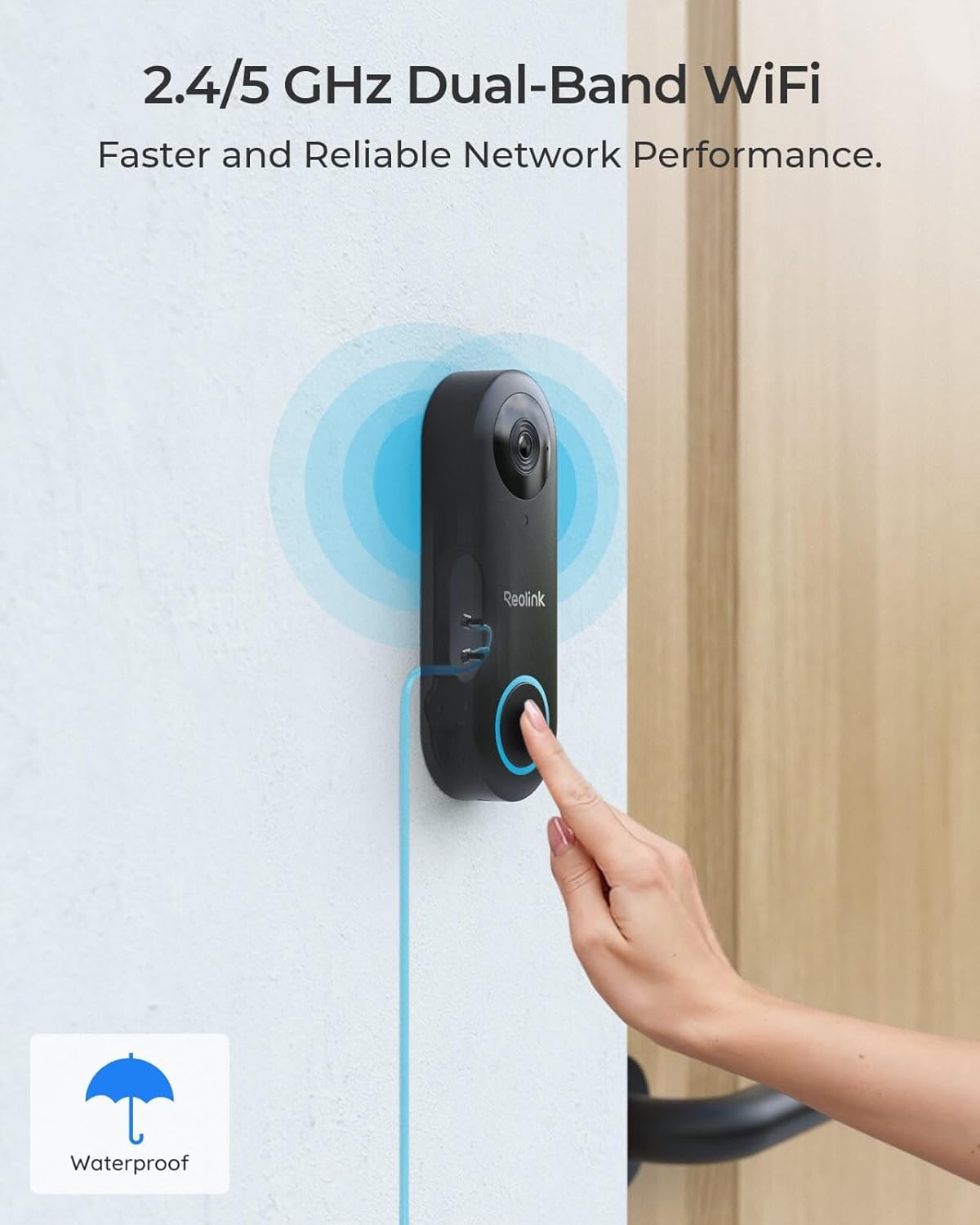 REOLINK Video Doorbell WiFi Camera -5mp Outdoor, 2.4G WiFi, 4:3 Wide View Angle, Smart Detection, Local Storage, No Subscription Front Door Home Security, Customized Chime V2 (Without box scratches on body)
