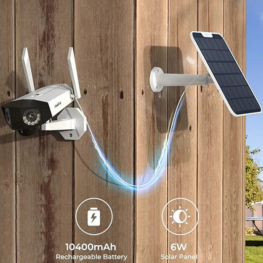 Reolink Duo 2 is a wireless camera with a 10400mAh rechargeable battery with solar panel, 8mp offering 4K UHD 180-degree panoramic view with a dual-lens system (Without box)