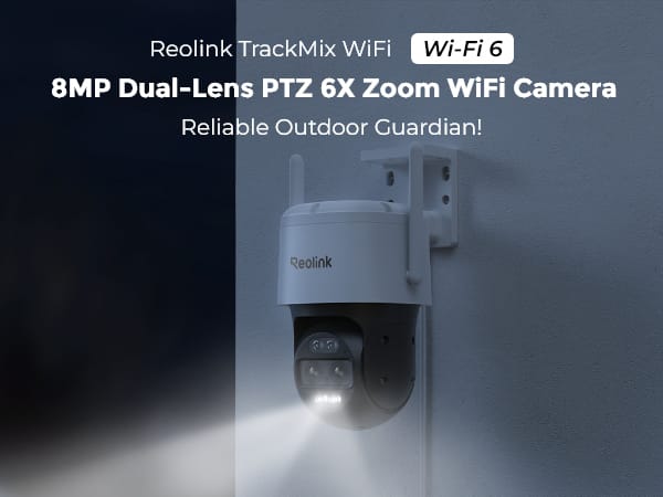 TrackMix WiFi RECHARGEABLE BY REOLINK camera with type c solar panel camera features 2K (4MP) resolution, a dual-lens system with 6X hybrid zoom, auto-tracking for motion detection, and two-way audio. (Without box)