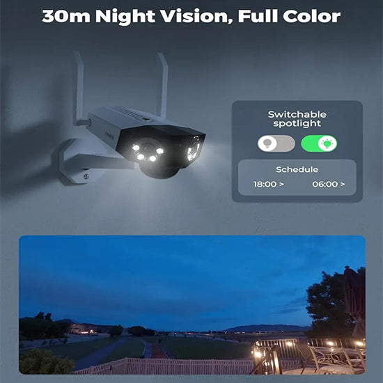 Reolink duo 4mp rechargeable wifi dual lens camera 180° wide angle with colour night vision without box scratches on body local stand and antenna Chinese language (colour fade)