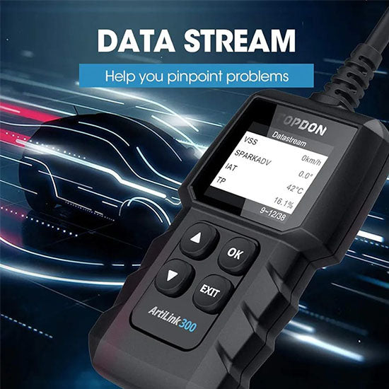 OBD2 Scanner, Code Reader TOPDON AL300 All OBD2 Functions, Vin Retrieval CAN Diagnostic Scan Tool for Check Engine Light, Smog Check, O2 Sensor Test, Mode 6, EVAP Test