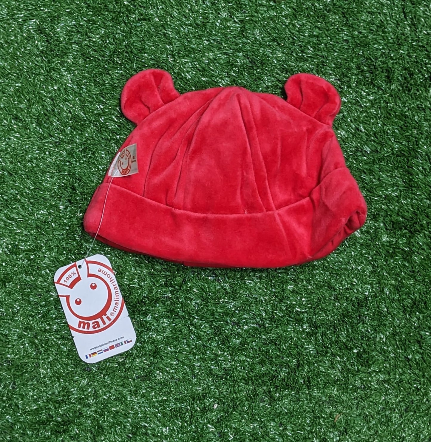 RED BABY CAP RABBIT SIDE EARS CM0141