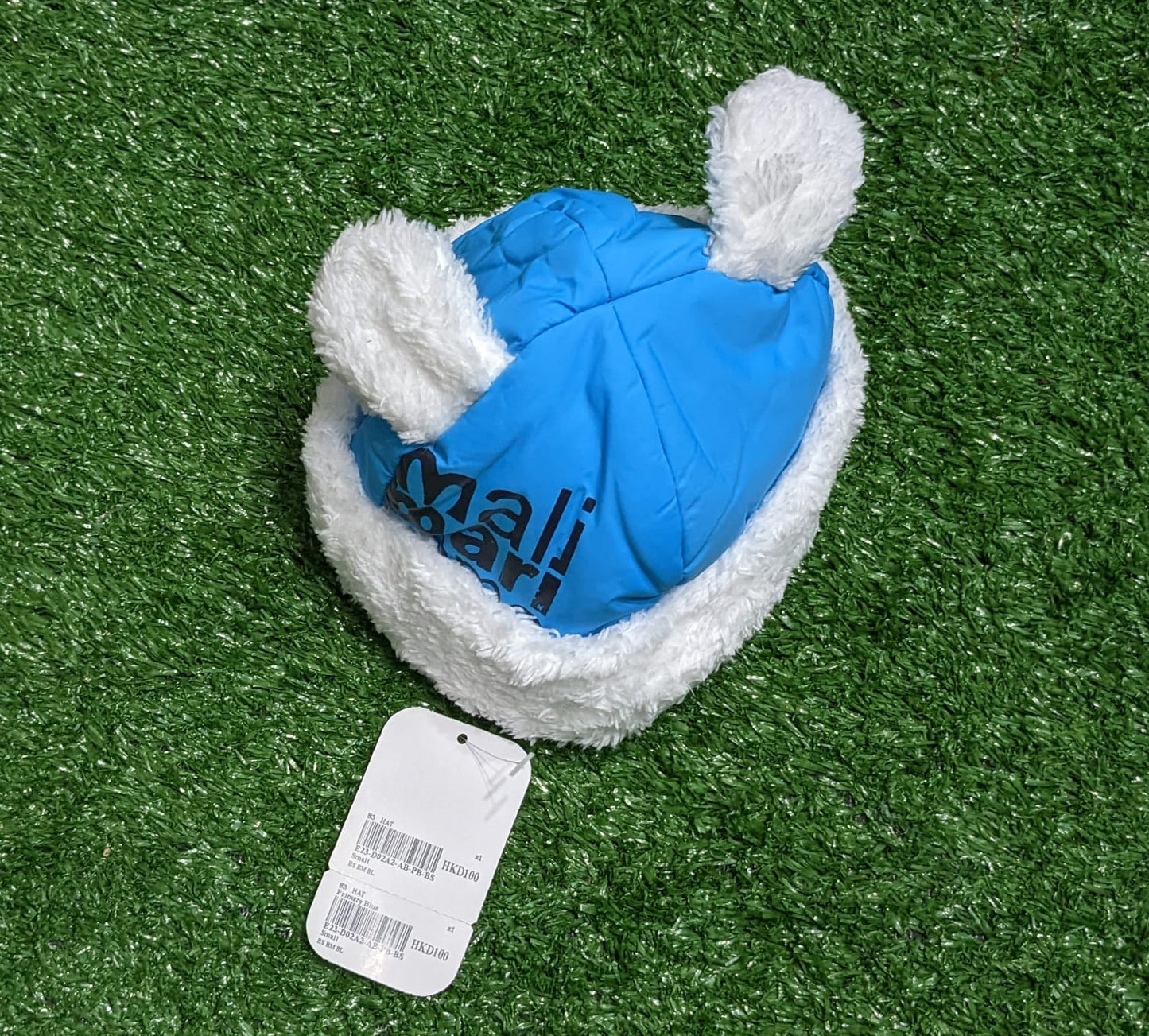DOUBLE COTTON PARACHUTE/FUR BABY CAP RABBIT STYLE BLUE CM0146