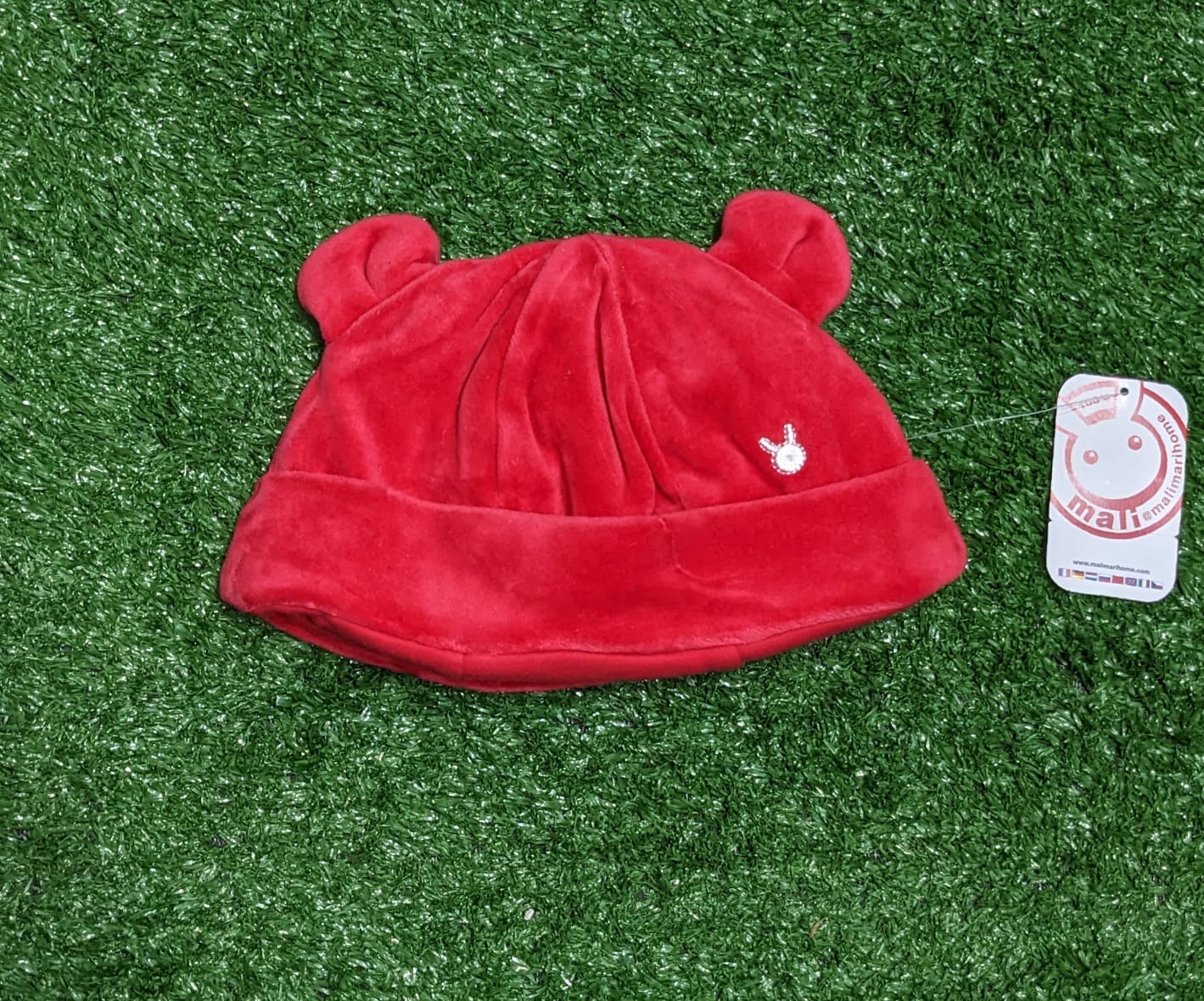 RED BABY CAP RABBIT SIDE EARS CM0141