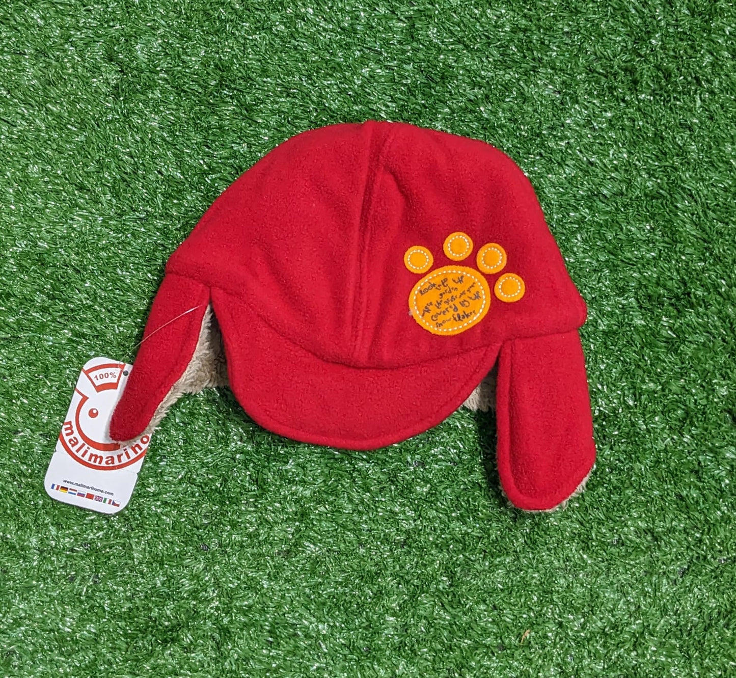 DOUBLE COTTON INNER FUR RED/BROWN BABY EAR CAP CM0147